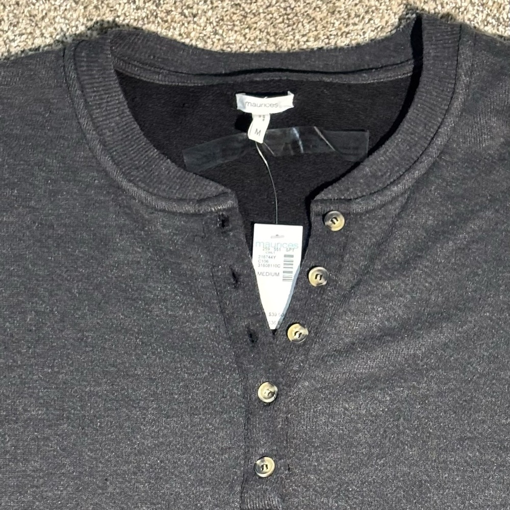 Maurices Oversized Charcoal Button-Up Henley top